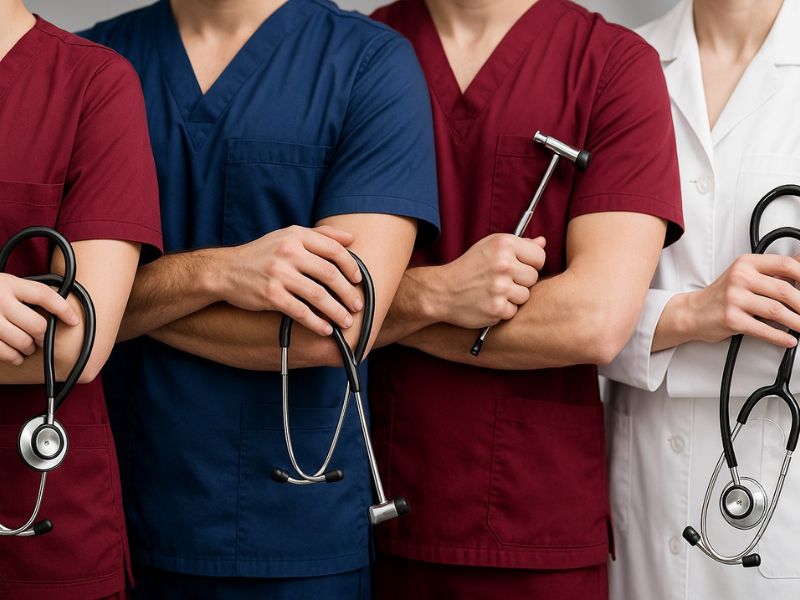 prikaz četiri lekara sa svojim instrumentima u rukama