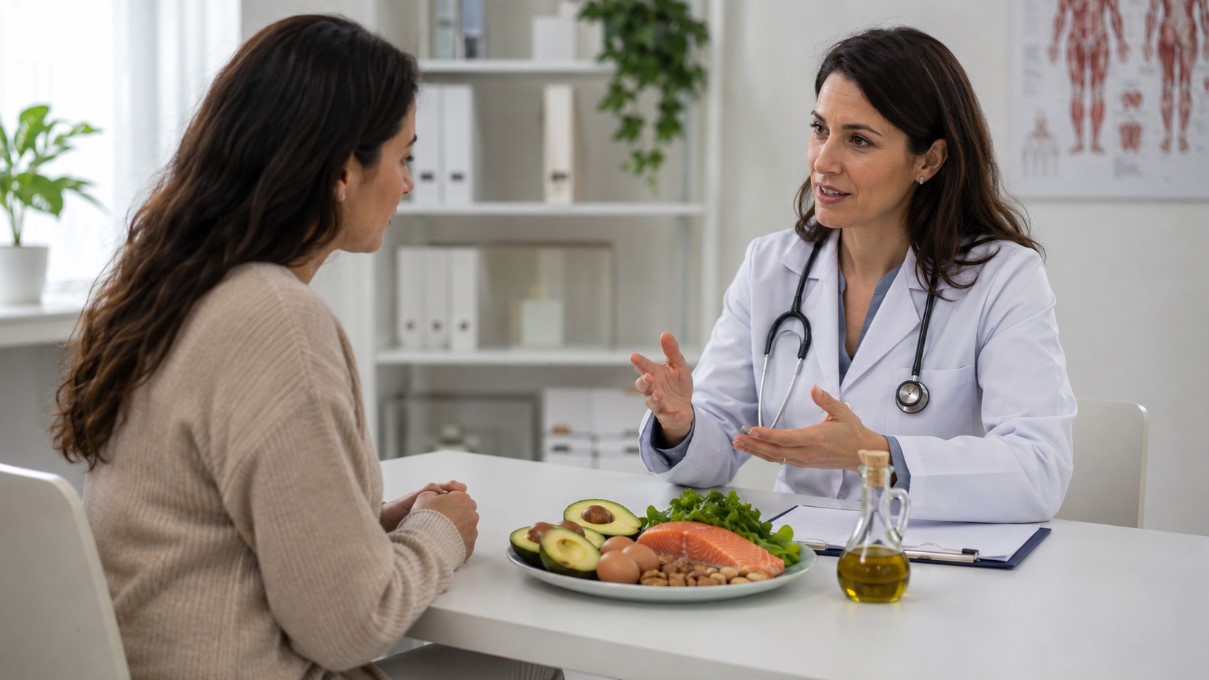 Pacijentkinja na konsultaciji sa doktorom o keto ishrani i izboru namirnica